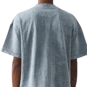 T-shirt Homme Oversize Col Rond Épaules Tombantes Manches Courtes Amples Coupe Boxy Effet Délavé Décontracté Streetwear Coton Personnalisé Vente en Gros - Product Image 4