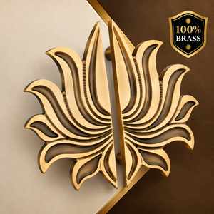 Tirador de Puerta Doble Lotus, Forma de Tulipán Tradicional, Acabado en Latón, Perilla Decorativa para Muebles, Tirador Floral Tallado para Cocina y Baño - Product Image 4