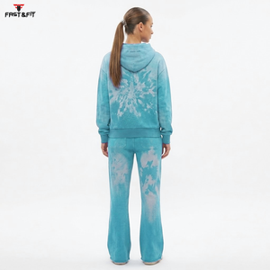 Survêtement d'hiver pour femme, fabriqué professionnellement, à capuche, uni, en molleton délavé à l'acide, style streetwear - Product Image 2