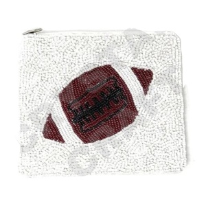 Hermosa bolsa de monedas de moda, accesorio con cuentas de semillas de fútbol - Product Image 1