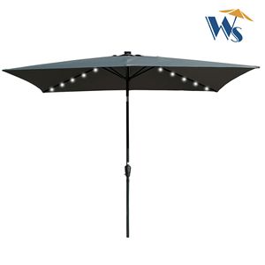 10X6.5t rettangolare LED illuminato Patio ombrelloni all'aperto giardino solare cortile piscina a manovella pulsante di nuoto inclinazione con basi - Product Image 2