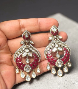 Stunning High Quality Luxury Gold Plated Stones Look <b>Earrings</b> For Women Girls Gift Wedding Engagement Party Wear Collections - Product Image 1