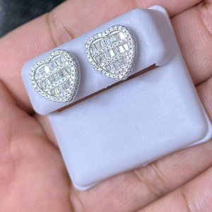 Pendientes de Diamantes con Corte Baguette en Forma de Corazón, Plata 925, Engaste de Canal, Joyería Romántica para Mujer, para Boda - Product Image 4