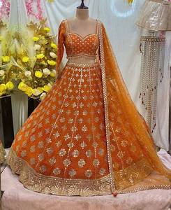 Divyam Creation F-1035 Lehenga Choli en Spandex Brodé Doré, Robe de Mariage Indienne Traditionnelle Longue pour Femme, Coupe Classique - Product Image 6