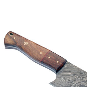 Cuchillo de Chef de Acero de Damasco Hecho a Mano de Alta Calidad y Cuchillo para Cortar Vegetales y para Acampar con Funda de Cuero, Personalizable OEM - Product Image 4