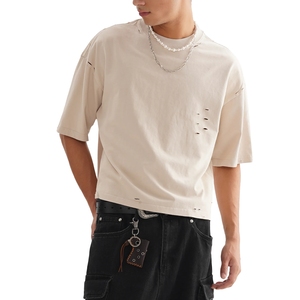 เสื้อครอปท็อปสีดำสำหรับผู้หญิง แขนสั้นทรงเข้ารูป ผ้าฝ้ายวินเทจฟอกสี เสื้อยืดพื้นฐานทรงครอป สไตล์ลำลอง สตรีทแวร์ ทรงเข้ารูป ผ้าถักริบ เหมาะสำหรับใส่ออกไปข้างนอก - Product Image 1