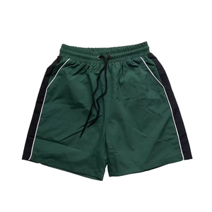 Wholesale Casual New Design Elastic Waist Yarn Dyed Breathable Cargo Beach <b>Shorts</b> 100% Cotton Solid Embroidered for Men - Product Image 1