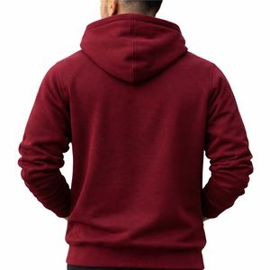 Sweat à capuche uni pour homme, décontracté, en molleton, avec poche kangourou, pour l'hiver, épais 360g, 100% coton, coupe oversize - Product Image 3