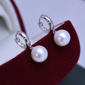 Freshwater 10-11mm <b>White</b> Round <b>Pearl</b> <b>Earrings</b> for Women S925 Silver Full Set Strong Light Fine Flaws Elegant Eardrops Design - Product Image 4
