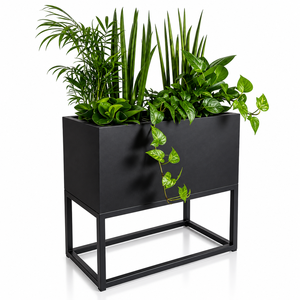 Macetero Rectangular de Metal Negro Moderno con Soporte, Contenedor de Plantas de Lujo para Interiores y Exteriores, para Hogar, Oficina, Sala de Estar - Product Image 2