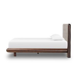 Base de Cama de Madera de Teca con Borde Redondeado, Cama Moderna con Cabecera Suave - Product Image 3