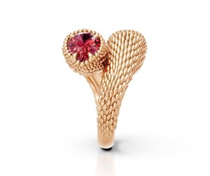 Luxury 925 Sterling Silver Rose <b>Gold</b> Plated Ruby Stone <b>Ring</b> Beaded Twist Design Women Statement Jewelry - Product Image 4
