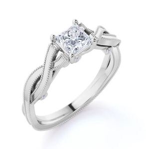 Moissanite Square Cut Prong Setting <b>Solitaire</b> Engagement <b>Ring</b> 1 Carat Gold Plated Sterling <b>Silver</b> Classic Wedding Her - Product Image 3