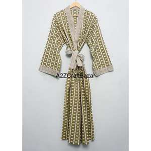 100% Pure Cotton <b>Kimono</b> Floral Printed for <b>Women</b> <b>Women's</b> Summer Sleepwear Beach Evening Casual Robe - Product Image 3