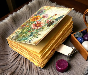 Vintage Floral Handmade Journal <b>with</b> Deckle Edge Paper | Botanical <b>Lock</b> Diary Personalized Artisan <b>Notebook</b> Gift - Product Image 6