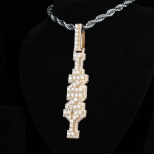 Vertical Letter Iced Out Custom Moissanite Name <b>Pendant</b> Hip Hop Two Tone <b>Initial</b> Letter 925 <b>Silver</b> GRA Certified Diamond <b>Pendant</b> - Product Image 5