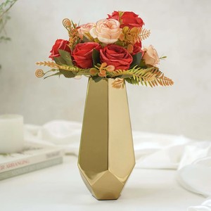 Golden Metal Flower <b>Vase</b> for Home Decor Modern Geometric <b>Decorative</b> <b>Vase</b> for Living Room Bedroom Office Tabletop Center Table - Product Image 2