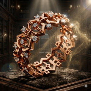 Luxury Rose Gold Plated Geometric Eternity Ring with Round Cut Crystal <b>Stones</b> Openwork Statement Fashion Jewelry - Product Image 1