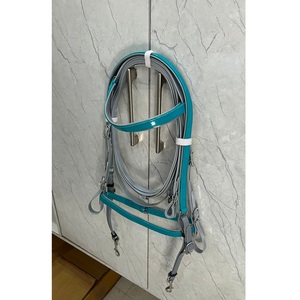 Ensemble de bridon pour cheval en PVC turquoise (Biothene) confortable et durable, avec frontale, muserolle et rênes assorties, imperméable, 4 tailles personnalisables - Product Image 3