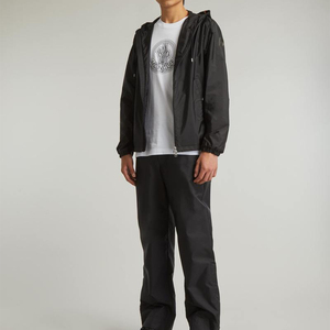 Men's Black Hooded Windbreaker <b>Jacket</b> Lightweight Water Resistant Rain Coat Zipper Up Casual Sporty Outerwear with Adjustable - Product Image 2