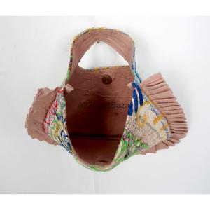 Handmade Vintage Multicolor 100% Cotton Suzani Floral Embroidery Women's Clutch <b>Bag</b> Hand Length Handle <b>Medium</b> Size Exhibition - Product Image 3