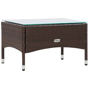 Ensemble de canapé de jardin en rotin PE brun et acier thermolaqué 4 pièces avec verre, meubles d'extérieur élégants - Product Image 2