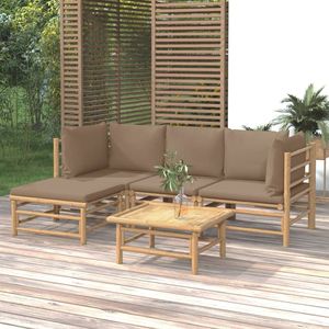 Grande Set Lounge Modulare da Giardino in Bambù Color Tortora - Elegante Collezione di Mobili Modulari da Esterno - Product Image 1