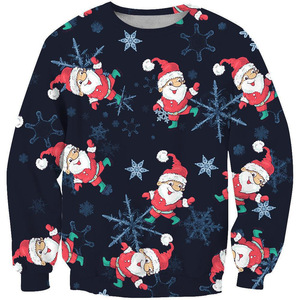 Merry <b>Christmas</b> Cartoon Santa Sublimation Sweatshirt Unisex Adult Pullover Holiday Crewneck Top - Product Image 1