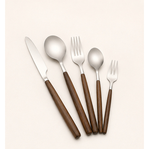 Modern Cutlery Set Premium Stainless Steel <b>Flatware</b> with Elegant Wooden Handles for Fine Dining Hotels & Luxury Home Decor - Product Image 3