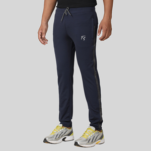 Pantalon de survêtement sport bleu quatre directions avec bande latérale, logo personnalisable, impression HD, délavage coloré, 100 % polyester, séchage rapide, tailles homme M/L/XL - Product Image 2