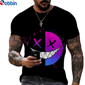Camiseta de Hombre con Diseño 3D Divertido y Logotipo Frontal, Tela de 300g, Cuello Redondo, Manga Corta, Transpirable, con Estampado Facial - Product Image 2