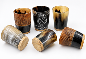 Tazas para Beber Hechas a Mano con Cuerno de Búfalo Ecológico, Símbolos Nórdicos Modernos Tallados, Forma Natural, Arte Coleccionable Decorativo Global - Product Image 5