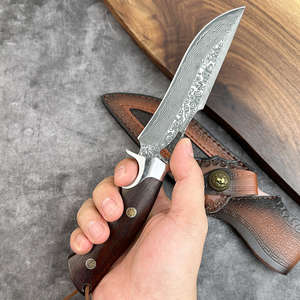 Cuchillo de Supervivencia para Caza al Aire Libre, de Alta Dureza, Afilado y Duradero, Hoja de Acero de Damasco, Mango de Madera, OEM, Multifuncional, para Camping y Frutas - Product Image 1