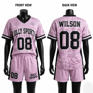 Premium 260 GSM Polyester <b>Mesh</b> Women Football Jersey Short <b>Set</b> Purple Tackle Twill Embroidery Sublimation Women's <b>Sets</b> - Product Image 4