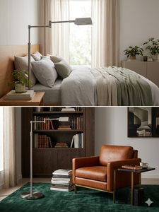 Floor Lamp 350 Swing Arm 3 Color Temperature Adjustable LED E26 Metal Shade Modern Design Hotel Push <b>dimmer</b> High CRI 80 - Product Image 3