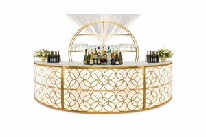 Comptoir de bar à cocktails de luxe |   Bar mobile en acier inoxydable, livraison rapide pour mariages, événements, traiteur - Product Image 1
