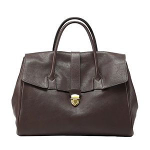 Elegante Bolso Tote de Cuero Genuino Negro con Cierre de Broches Dorados para Uso Diario - Product Image 3