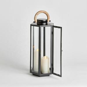 Faroles de Metal Negro de Primera Calidad 2026 con Asa de Madera para Decoración del Hogar y Jardín - Product Image 1