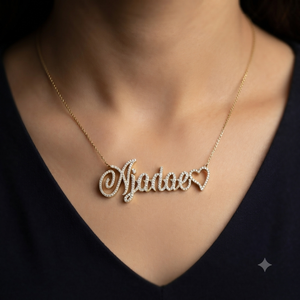 Collar Personalizado con Colgante de Corazón con Iniciales en Cursiva, Estilo Hip Hop, Chapado en Oro Rosa, Plata 925, Moissanita, Regalos para Fiestas de Graduación - Product Image 2