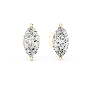 Pendientes de lujo con diamantes talla marquesa disponibles en oro amarillo macizo de 14k, elegantes pendientes de diseño de dos puntas para mujer. - Product Image 1