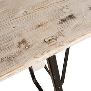 Vintage Wooden Biergarten <b>Table</b> with Black Metal <b>Folding</b> Legs Rustic <b>Dining</b> Display <b>Table</b> for Wedding Events Party Furniture - Product Image 4