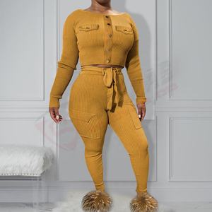 New Stylish Custom Logo 100% Cotton Tracksuit Crop-<b>Tops</b> Sweatshirt and Jogging Sweatsuit 2 Piece Set Women Tracksuits For Women - Product Image 6