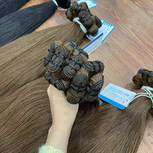 <b>Top</b> Grade Brown Straight Raw Human Hair Weft Vietnamese Cambodian Origin Virgin Quality Cuticle Aligned <b>Silky</b> Texture - Product Image 3