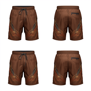 Pantalones Cortos Deportivos Premium para Hombre, Color Marrón, de Nailon, con Estampado Moderno y Abstracto, Ligeros, de Secado Rápido y Alto Rendimiento - Product Image 3