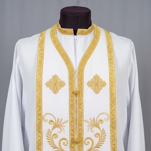 Vestimenta Eclesiástica Blanca Personalizada de Manga Larga con Bordado, Túnica Formal con Cuentas, Vestido Formal para Sacerdote con Bordado de Hilo Metálico, Unisex para Adultos - Product Image 6