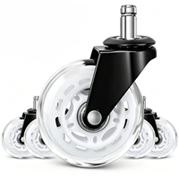 Roulettes pivotantes pour chaise de bureau en PU de 3 pouces (75 mm), 11*22 mm, avec design silencieux et réglable, pour salle de sport et espaces de travail ergonomiques