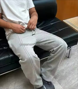 HANO 2024 Nuevos pantalones de lona para mujer con costuras de lazo ODM, cintura media elástica, con cordones, no tejidos, transpirables, impermeables, de pierna recta - Product Image 2