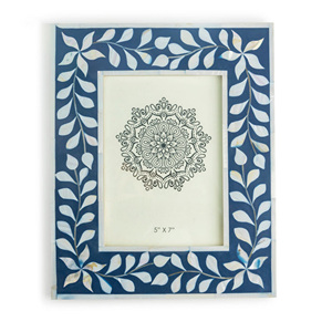Luxury blue mother of pearl MOP photo <b>frame</b> good price handcraft flower pattern capiz shell inlay <b>picture</b> <b>frames</b> - Product Image 5