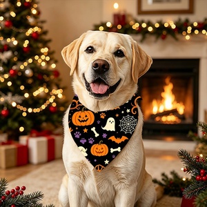 Custom Logo Printed Halloween <b>Pet</b> Bandana Lightweight Breathable Triangular Scarf Holiday Supply - Product Image 3