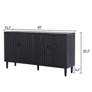 Elegante Credenza Moderna Nera con Decorazioni a Borchie, Soluzione di Arredo per Sala da Pranzo e Soggiorno - Product Image 3